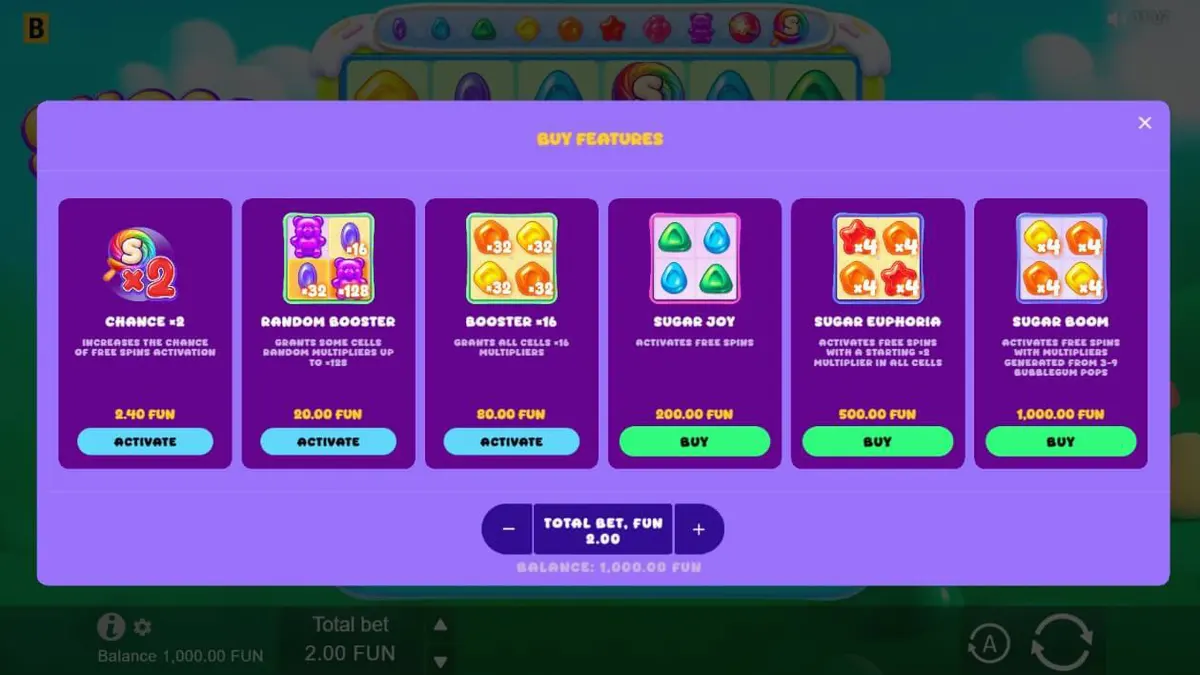Interface colorida e vibrante do slot Sugar Merge Up com doces e guloseimas